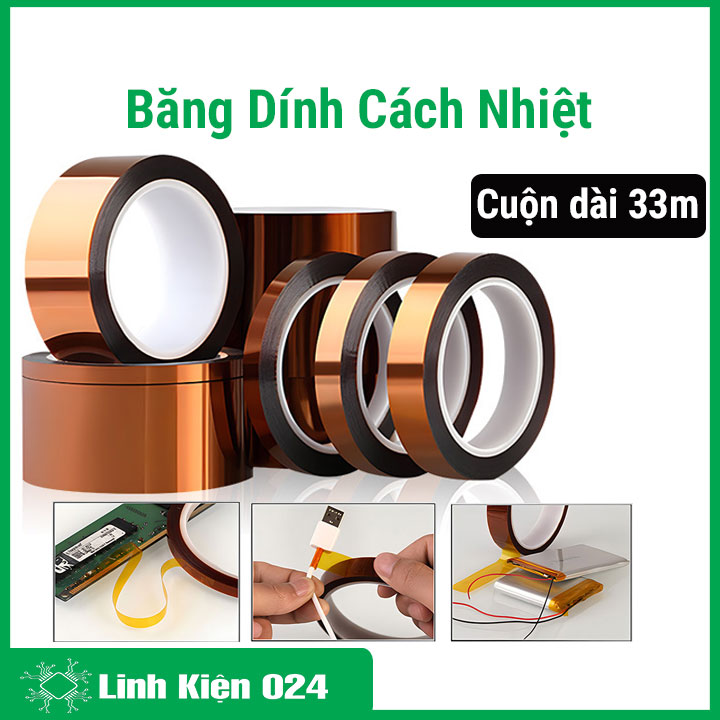 Băng dính cách nhiệt 300 độ C (cuộn dài 33m) rộng nhiều loại