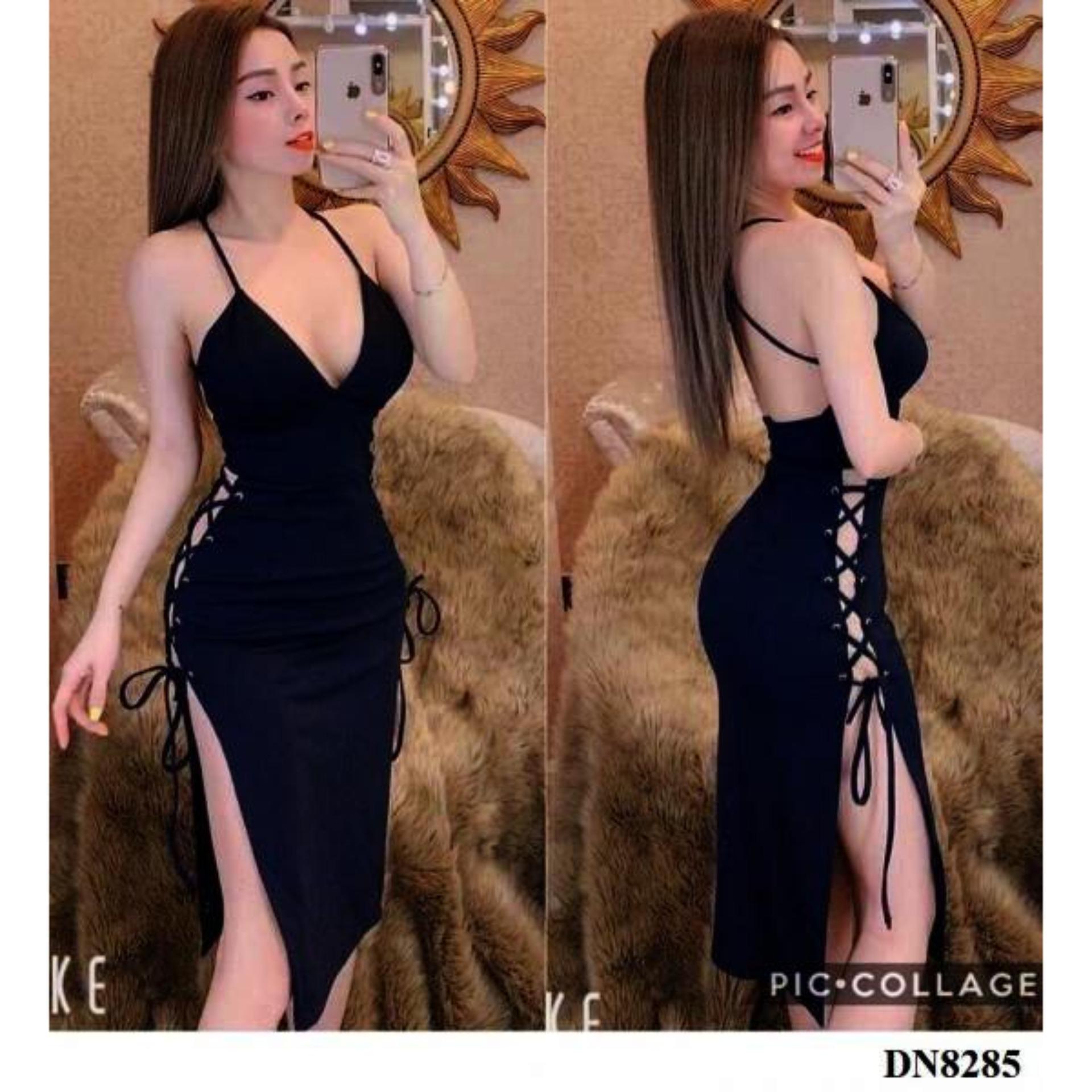 đầm body đan dây hở ngực sexy