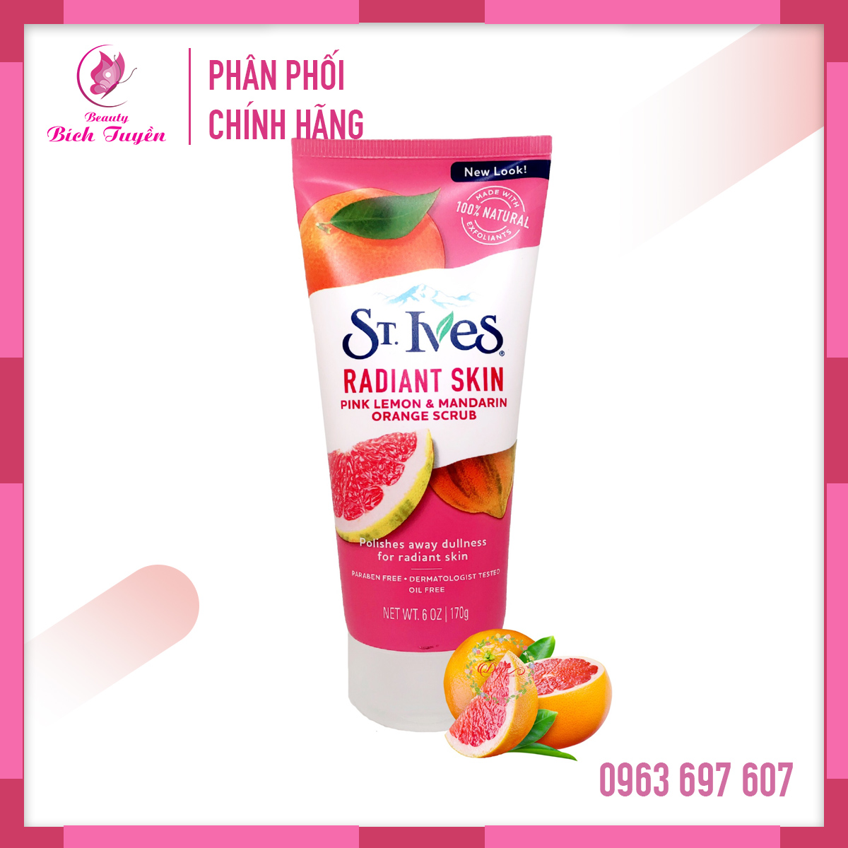 Sữa rửa mặt tẩy tế bào chết st ives radiant skin chiết xuất cam chanh 170g