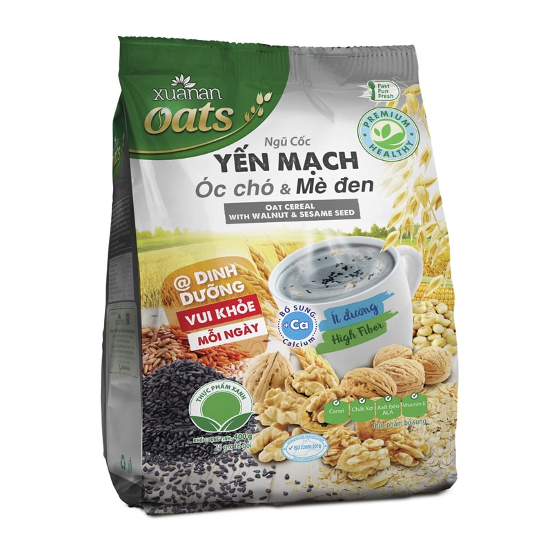 Ngũ cốc yến mạch óc chó & mè đen 400 gram