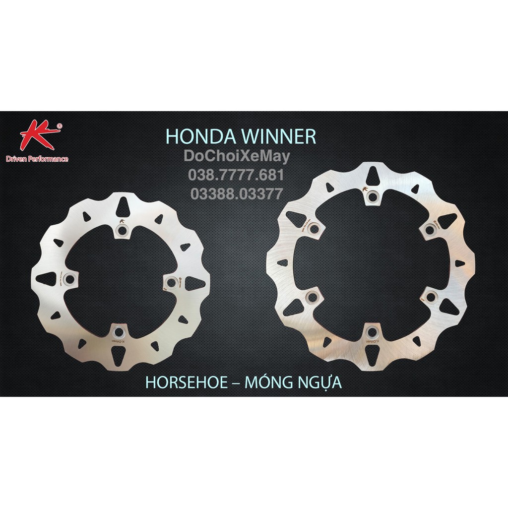 Đĩa thắng k - driven kiểu móng ngựa thép cacbon chính hãng dành cho honda winner bảo hành 20.000km