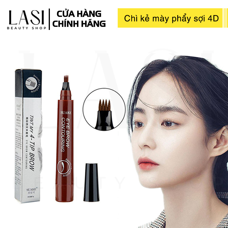 Chì kẻ mày phẩy sợi 4D Bút chì phẩy kẻ lông mày chống trôi nước 5 màu Thần Thánh.