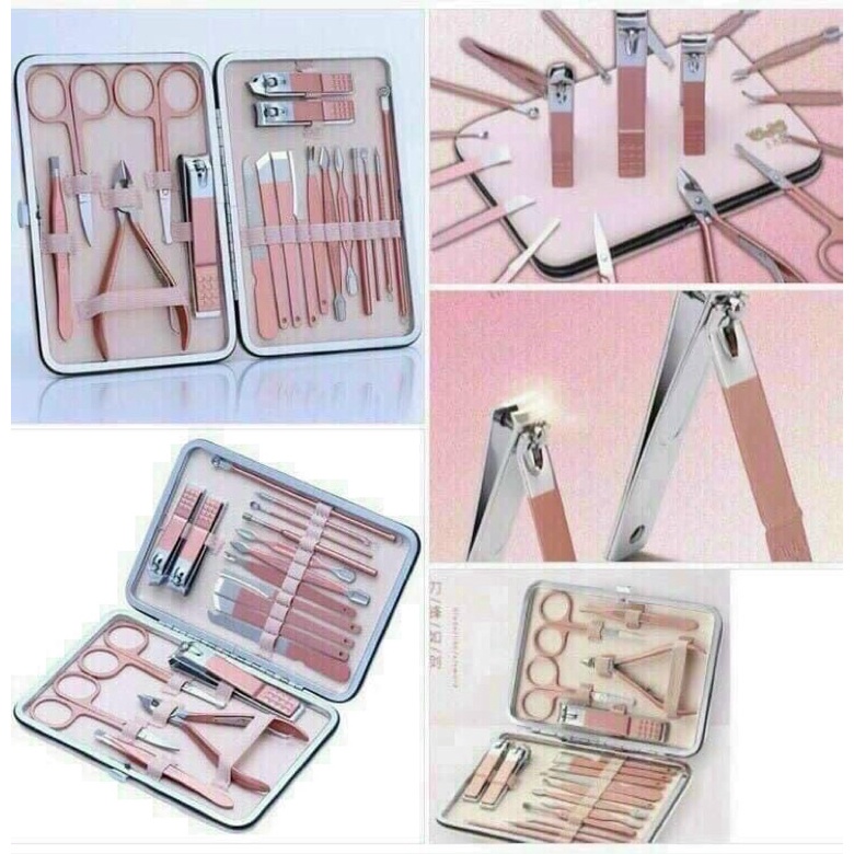Bộ dụng cụ bấm móng 18 món cao cấp , Bộ kìm bấm móng tay, móng chân, kéo cắt tỉa lông mày