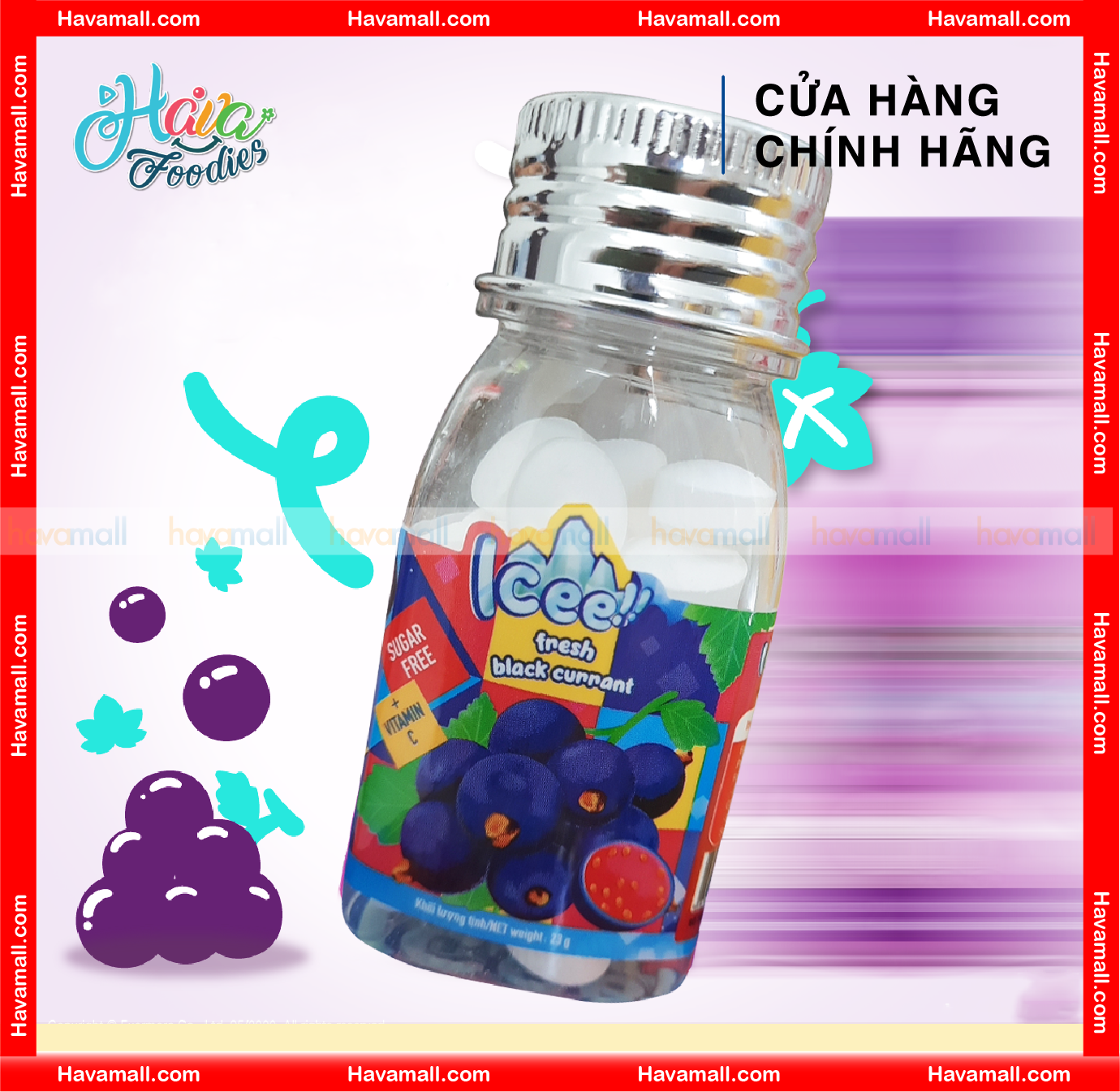 [HÀNG CÔNG TY NHẬP KHẨU] Kẹo Icee Vị Lý Chua Đen – Icee Candy Black Currant 23g