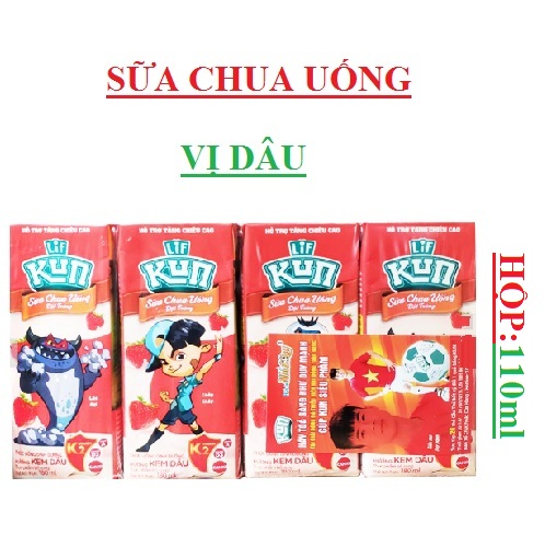 Sữa Chua Uống Kun Vị Dâu 110ml (Lốc 4 Hộp)