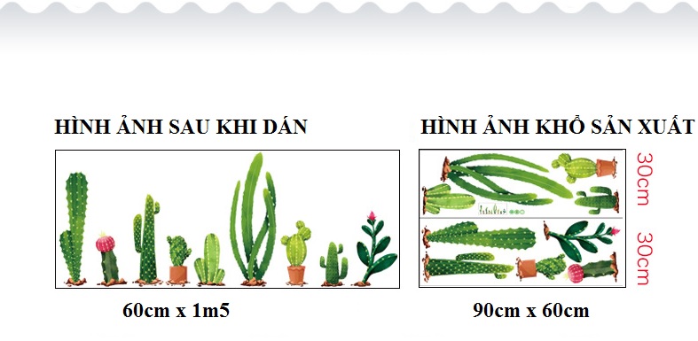 Decal dán tường Hàng xương rồng