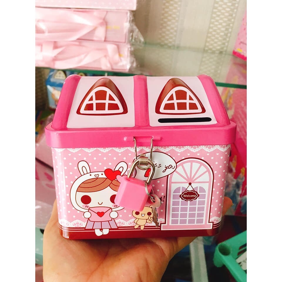 Két sắt mini hình ngôi nhà cho bé