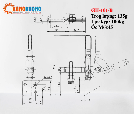 Tay kẹp nhanh GH101B 101B GH-101BSS