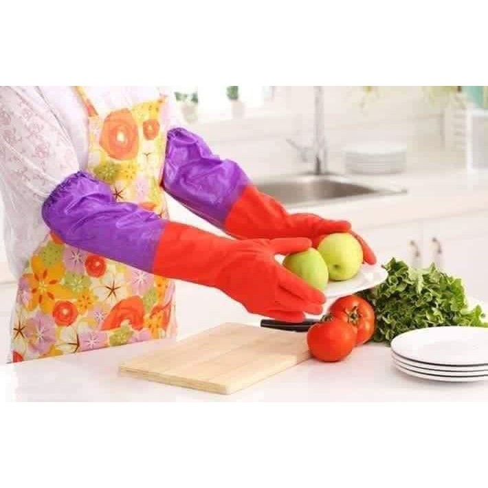 Găng tay rửa bát cao su lót nỉ - găng tay rửa chén lót nỉ mh123