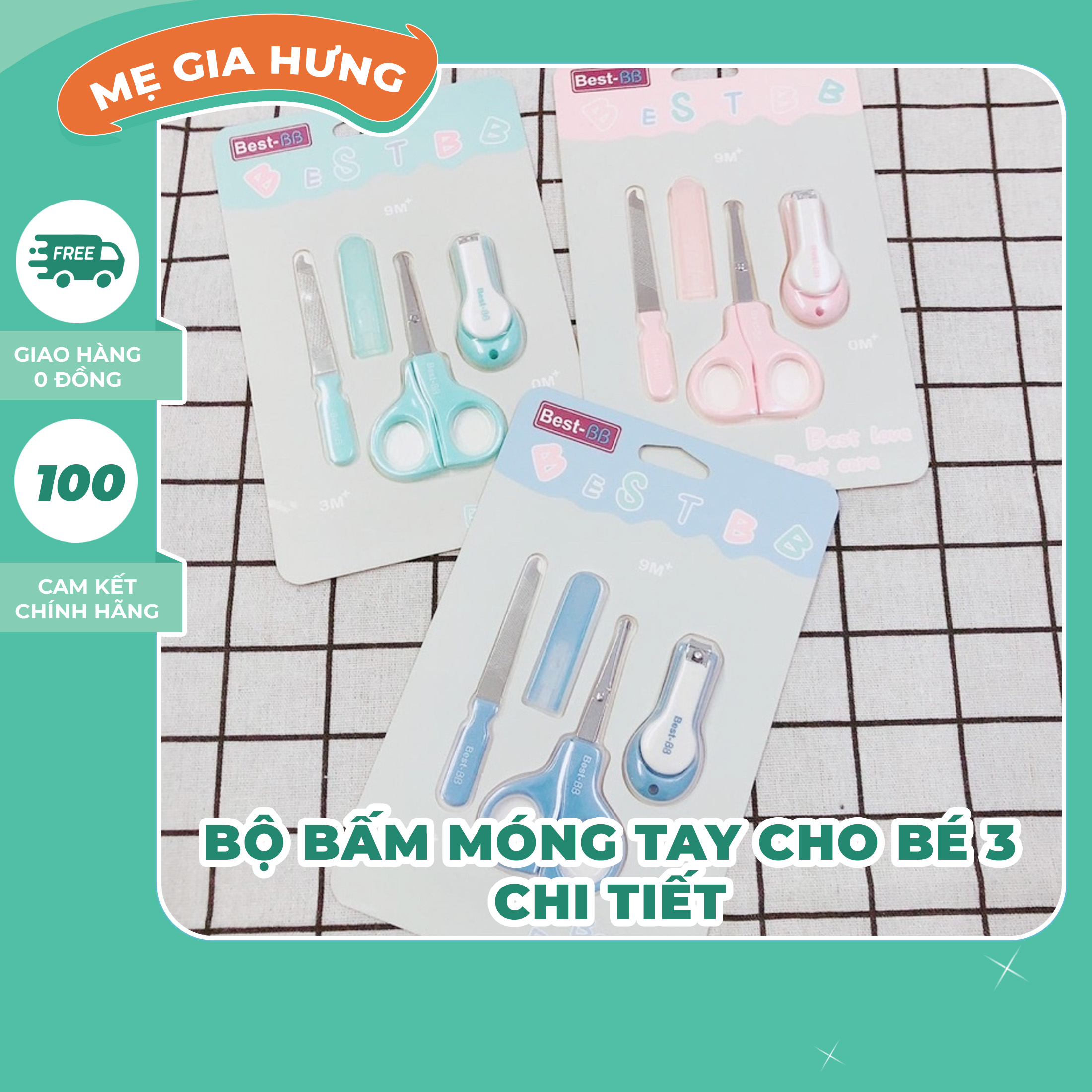 Bộ bấm móng tay cho bé 3 chi tiết cao cấp BEST BB