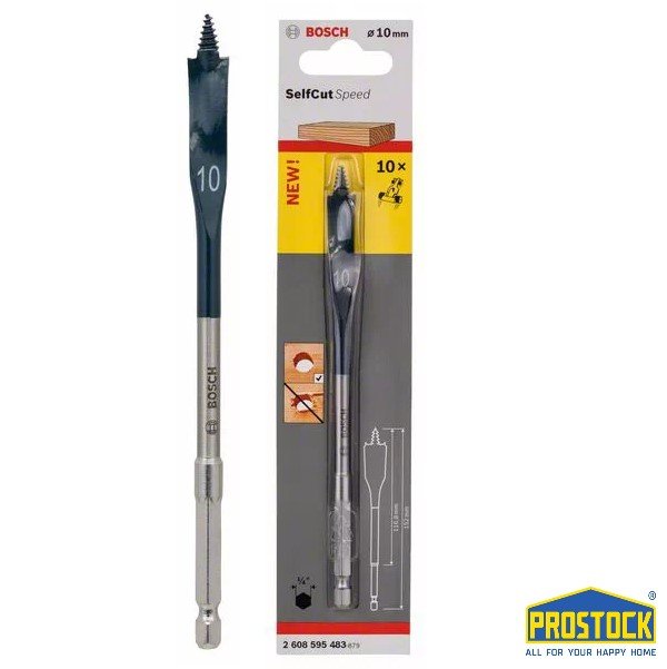Mũi khoan (khoét) gỗ đuôi cá Bosch 10mm 2608595483
