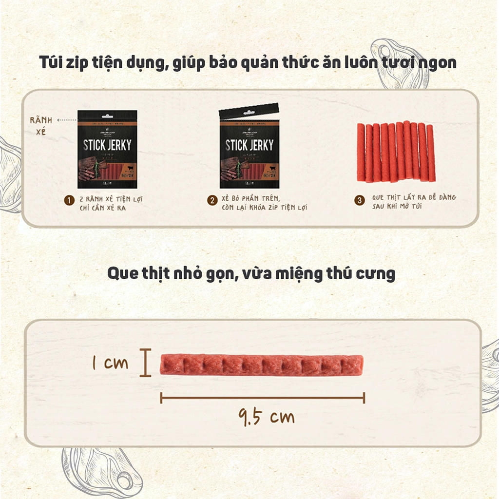 Bánh Thưởng Cho Chó Bowwow dạng que thịt mềm vị bò&cừu 90g