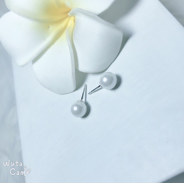 Khuyên Nụ Ngọc Trai JQN Chốt Bạc Thẳng
