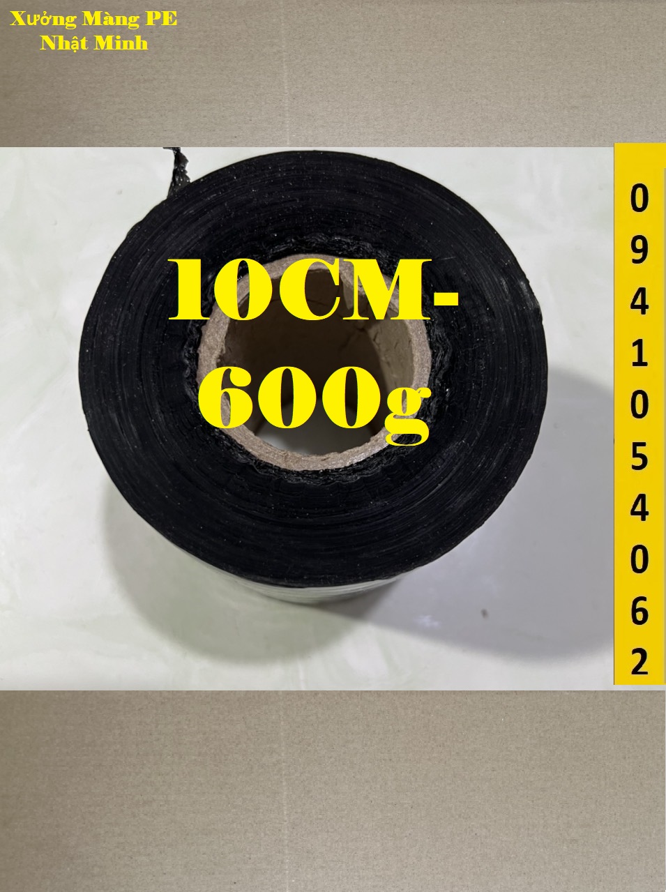 Màng PE đen, màng quấn đen 10cm 600g