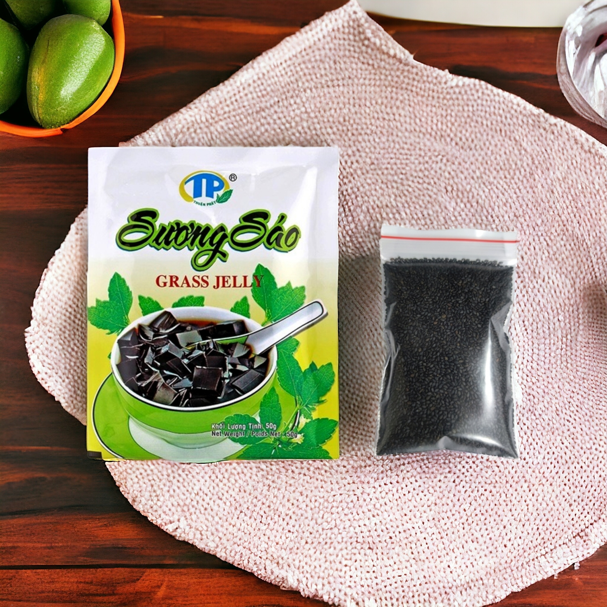(Combo) Bột sương sáo đen Thuận Phát 50g + 1 Hạt é sạch 50g