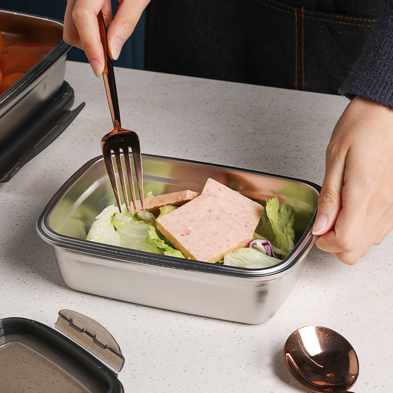 Hộp đựng thức ăn, hộp cơm inox 304 có nắp đậy kín bảo quản thực phẩm tươi ngon trong tủ lạnh nhỏ gọn tiện lợi