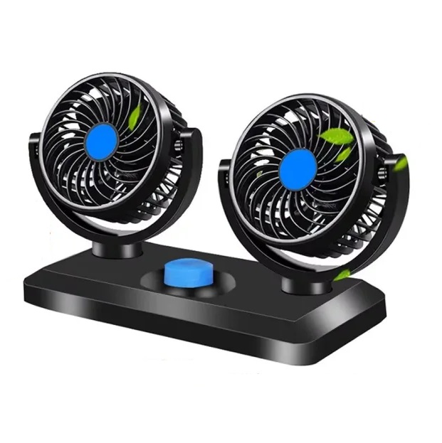 Quạt máy đôi 12v cho ô tô xoay 360 độ dùng cho mọi loại xe ô tô