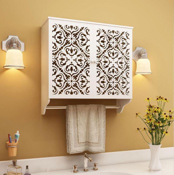 Tủ nhà tắm treo ( dán)  tường 2 cánh lớn - Kệ lắp ráp treo (dán) tường nhà tắm ( 50x40x17cm)- VIENDONG ADV