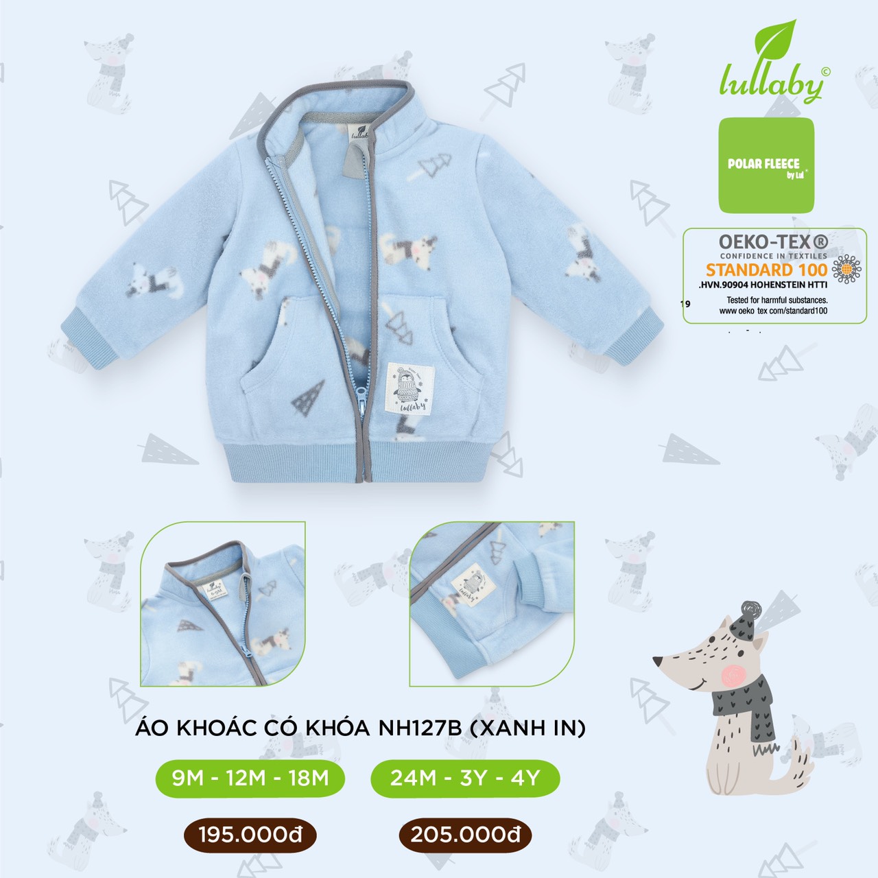 Áo khoác có khóa họa tiết Lullaby