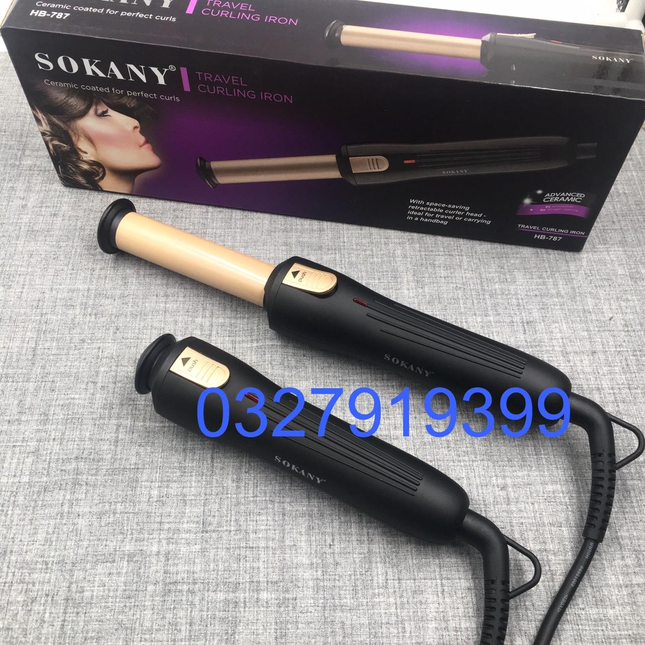 Sokany Máy uốn tóc rút gọn 787 Ceramic Coated làm xoăn uốn cụp tiện lợi cho tóc ngắn và dài
