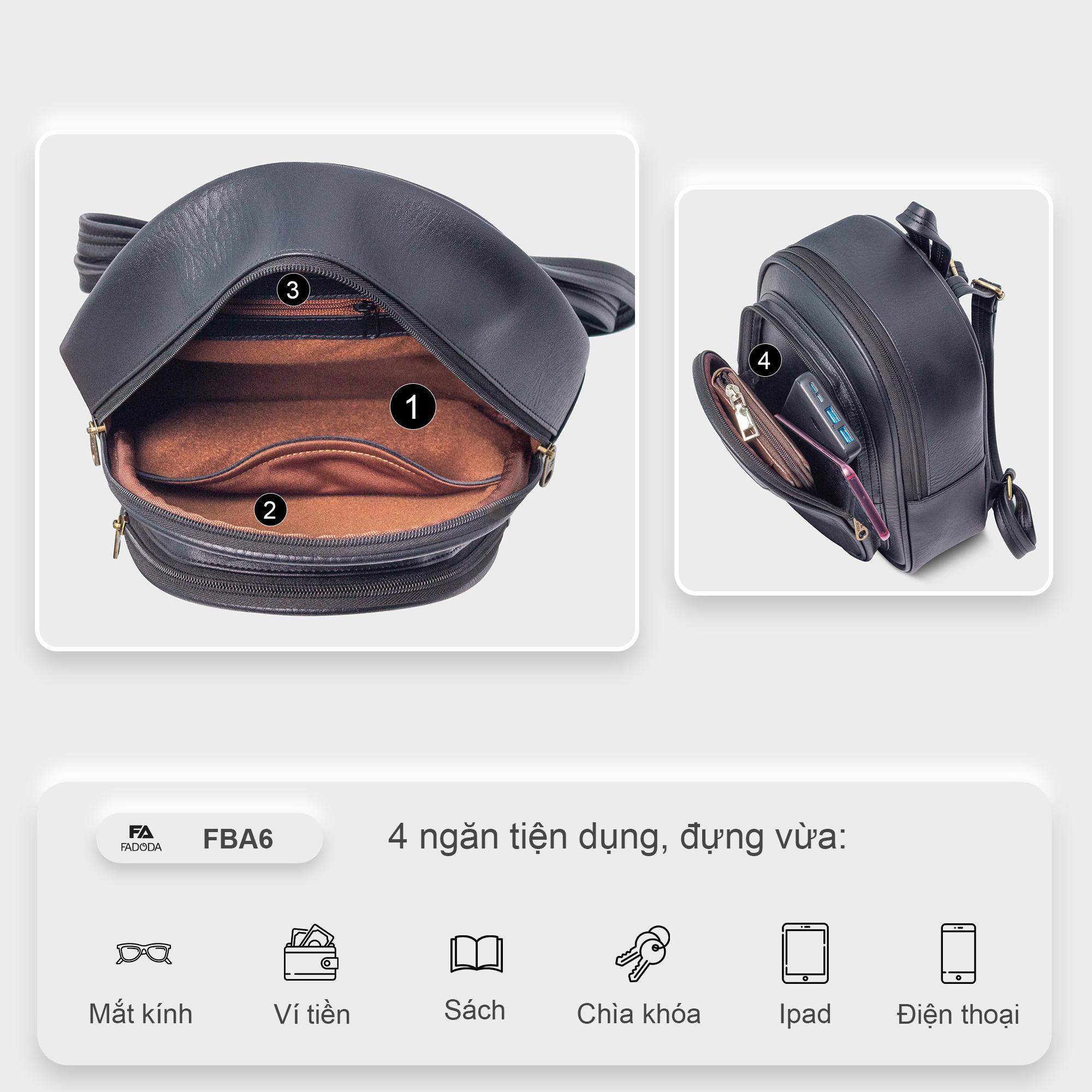 Balo da nữ thời trang cỡ trung FA DO DA FBA6