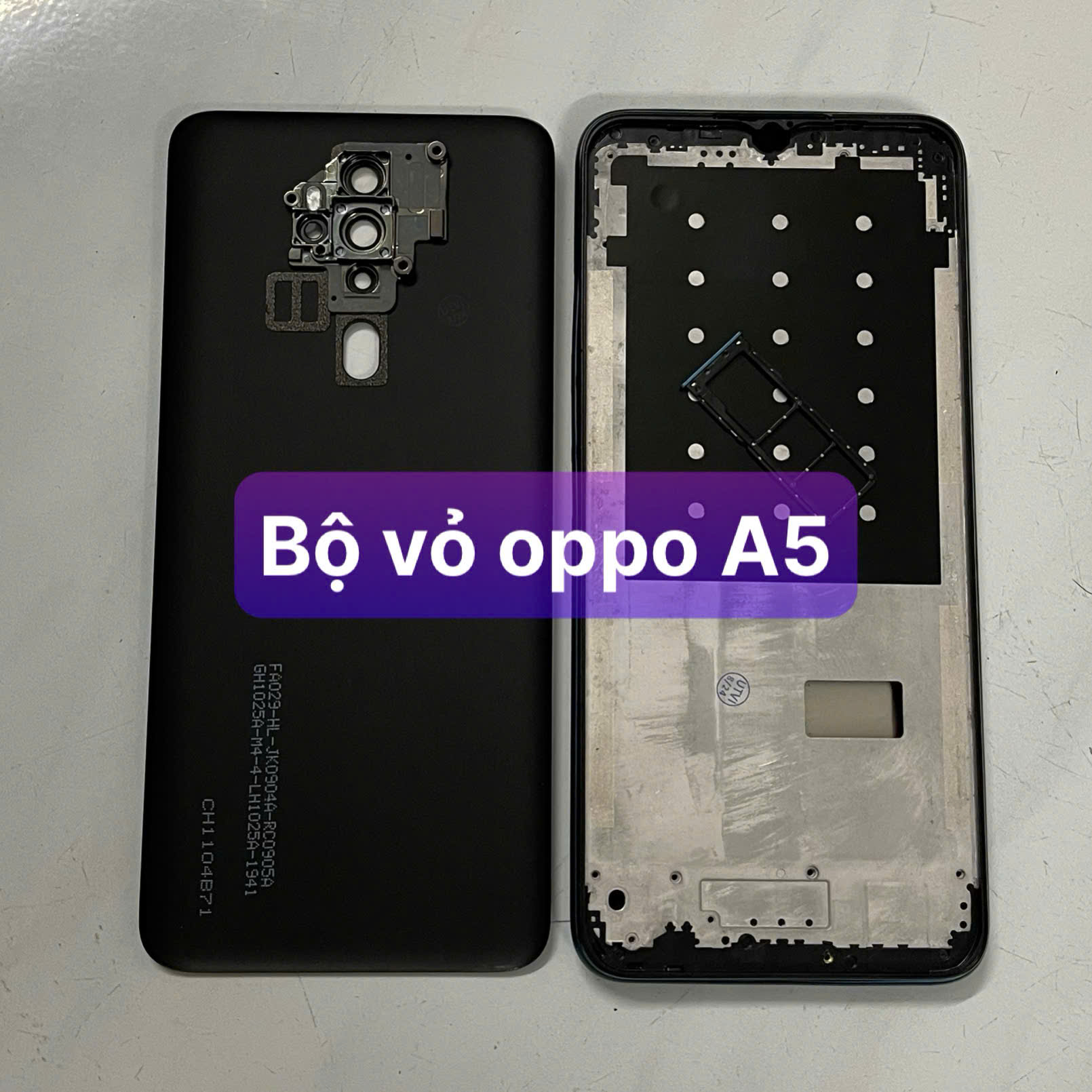 bộ vỏ xương oppo A5 2020 ,kèm khay sim,phím,kính camera