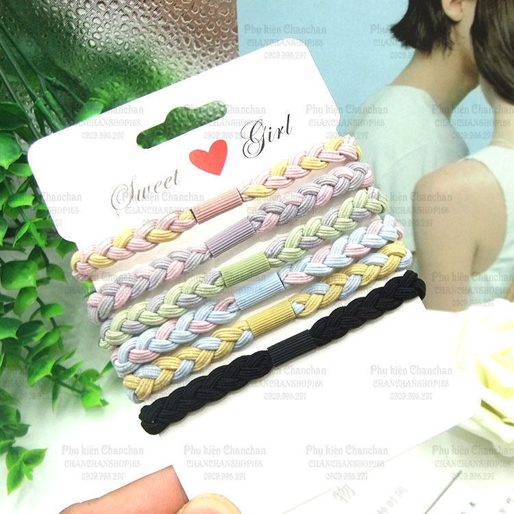 Cột tóc thắt bím 2-3 màu 5k / sợi
