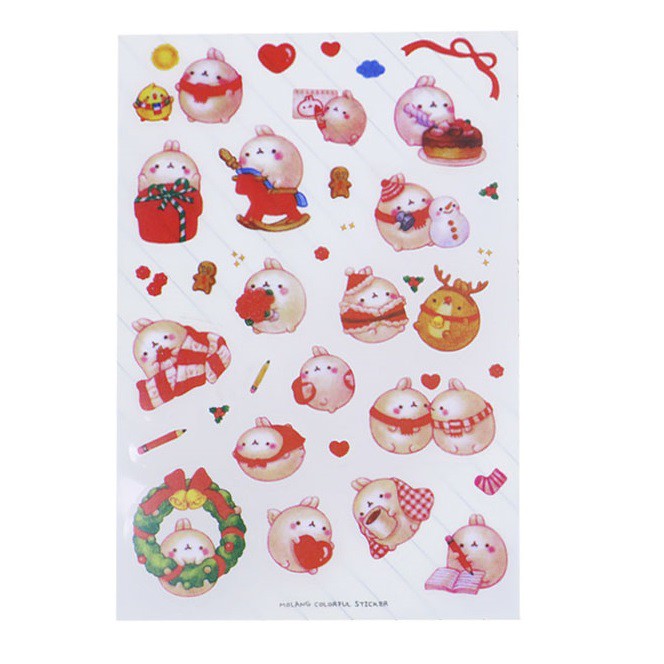 [HCM]Sticker Dán Trang Trí Molang và Piu Piu ( Trang Trí Sổ Kế Hoạch Sổ Nhật Ký) - 6 Tấm