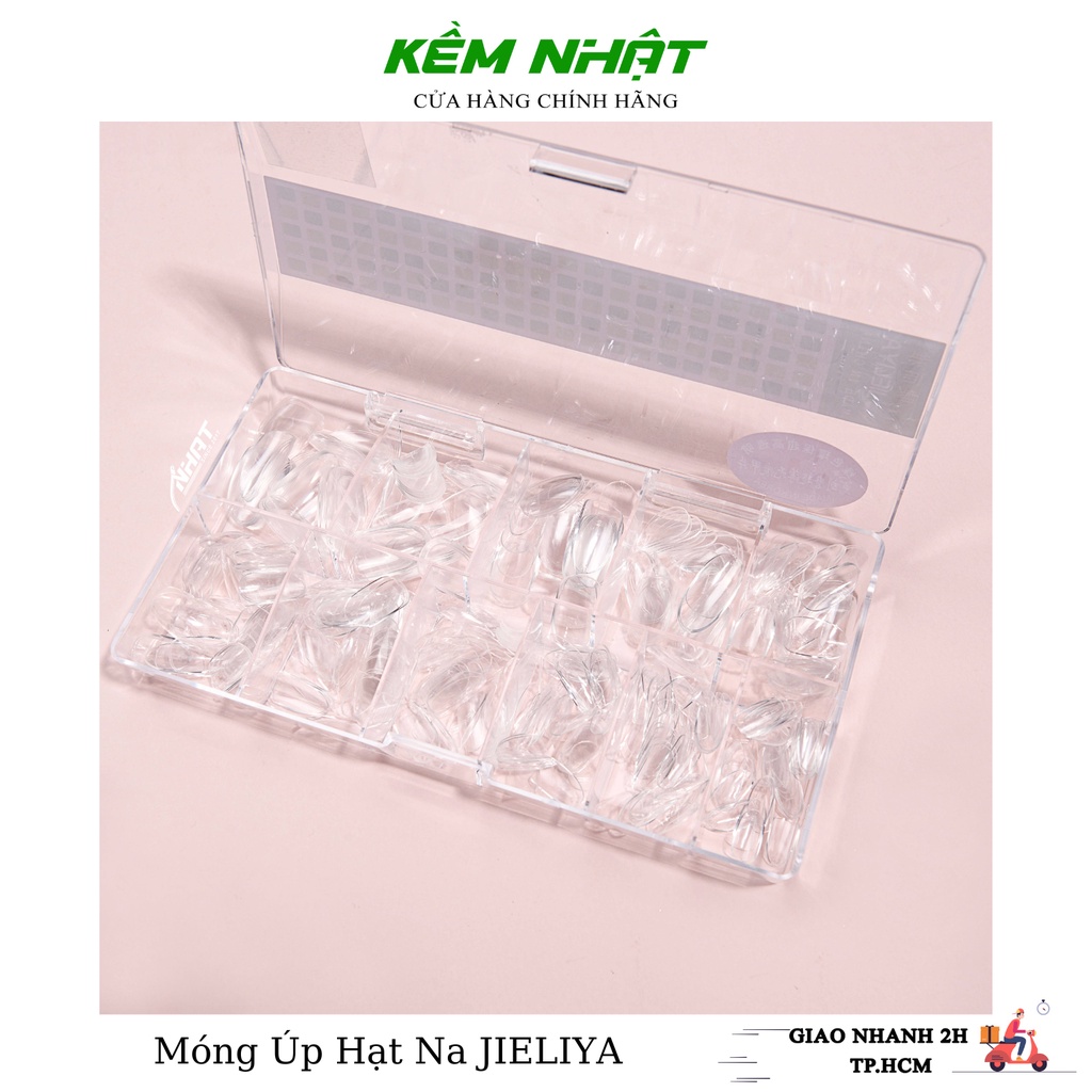 Móng Úp JIELIYA Tem Xanh Tròn Ngắn Hạt Na Form Hàn