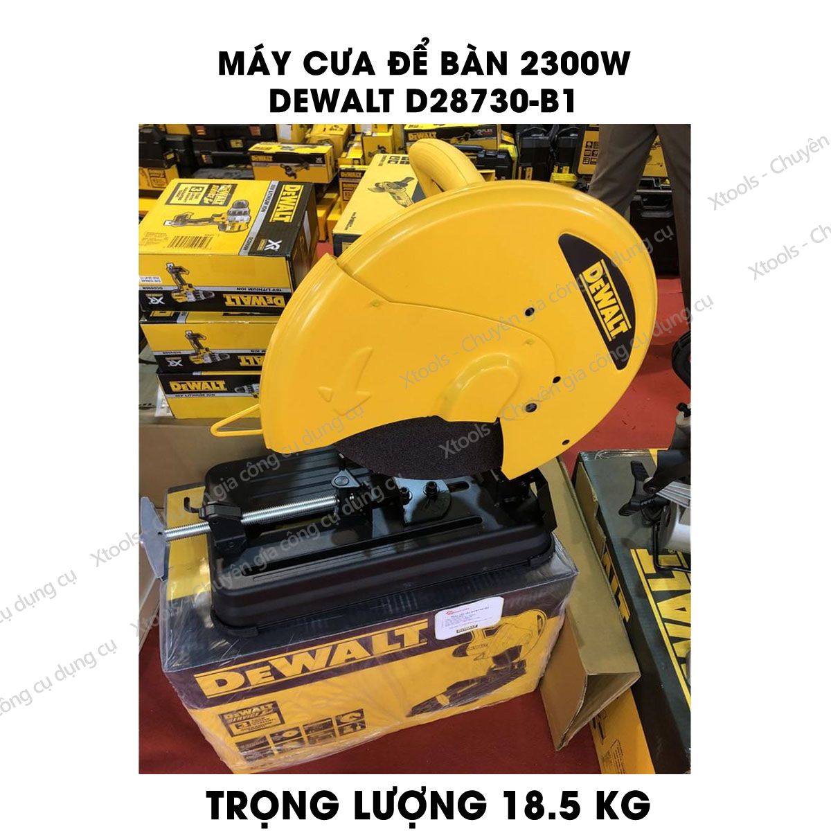 Sawing Machine cut to table 2300W DeWalt d28730-b1 attached saw blade. Miter saw stand solid design easily on any surface, cutting blade heat resistant, good bearing [XTools] [xsafe]