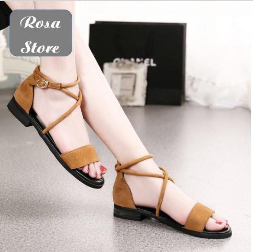 Giày sandal nhung ngang dây chéo cổ chân SD-0068 giá rẻ