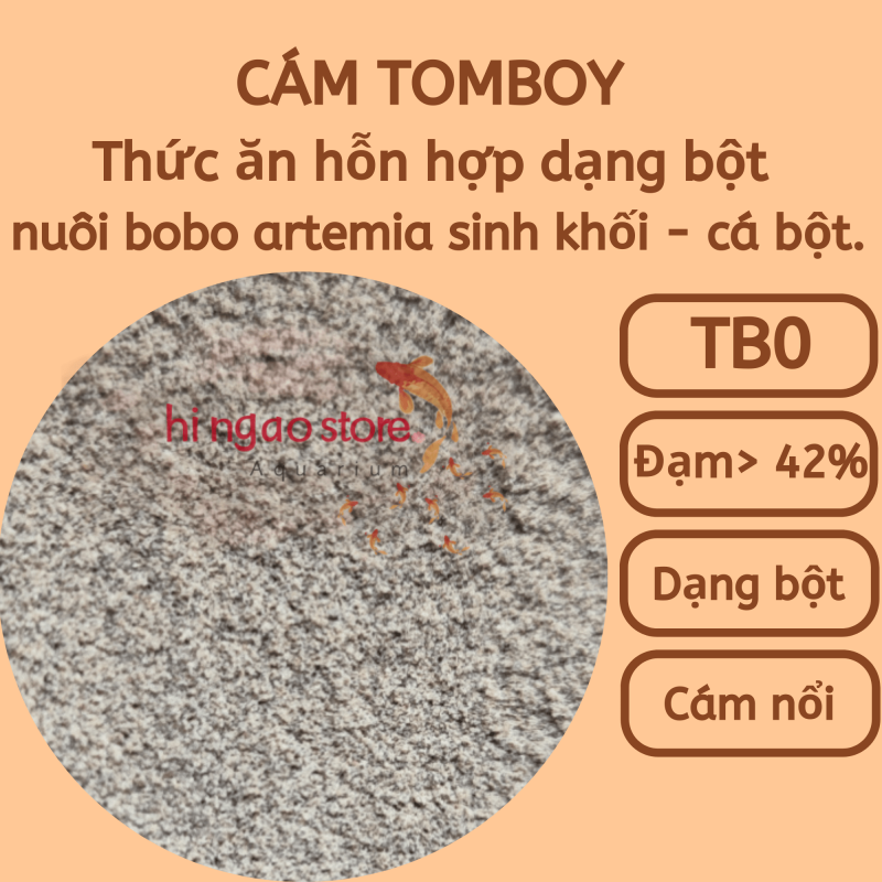 Cám TOMBOY TB0 - Thức ăn cho cá con, bobo, artemia sinh khối , tôm (hàng chiết) | Hingaostore.