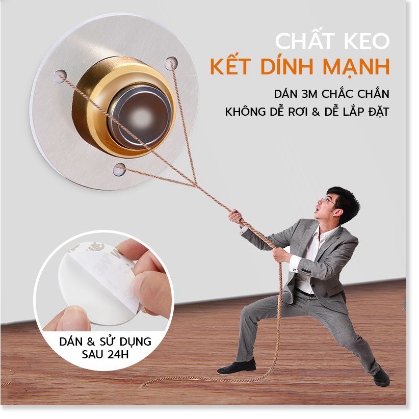Bộ Chặn Cửa Cao Cấp 3DO - inox 304 Không Gỉ - Không Khoan Đục - Sử Dụng Băng Dính 3M - Nam Châm Hút Cực Mạnh.Bảo hành 12 tháng