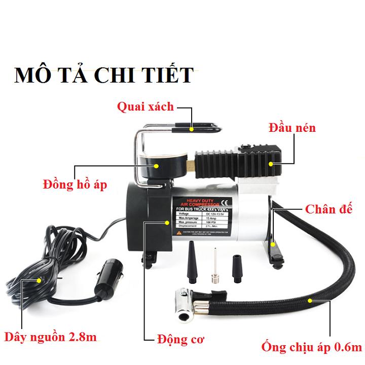 Bộ bơm hơi xe 1 đầu nén 120w