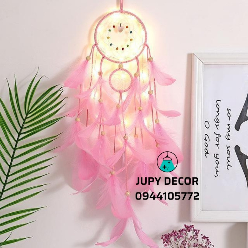 [TẶNG ĐÈN LED] Dreamcatcher Treo Tường Nhiều Màu Sắc Tím / Hồng / Trắng / Da trời / Xanh Mint JD03 Vòng Lưới Bắt Giấc Mơ Có Lông Vũ Gắn Đèn LED Phụ Kiện Decor Trang Trí Phòng Ngủ Xinh Xắn, Hàng Handmade thủ công tinh tế - Jupy Decor
