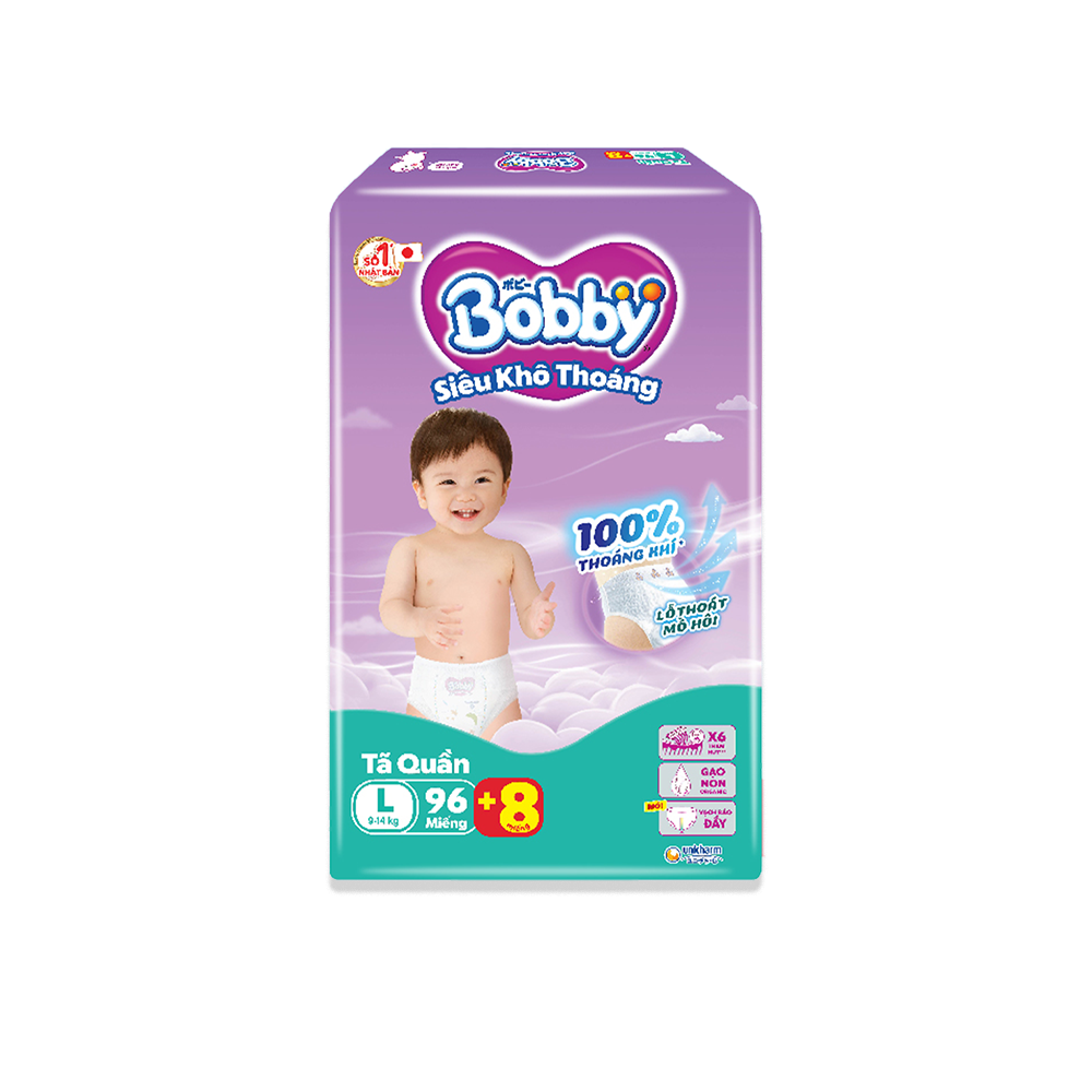 Combo 2 Tã/bỉm quần Bobby 3mm Gạo non L96
