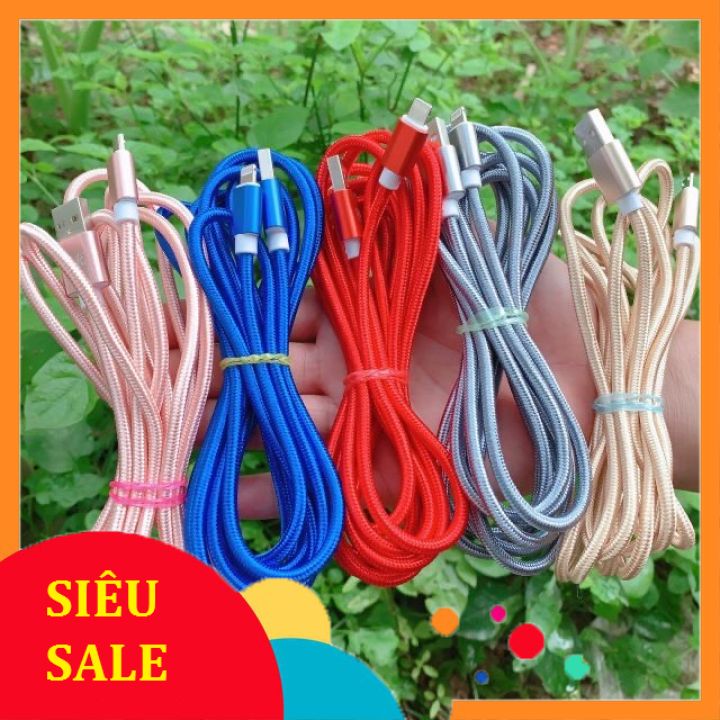 Dây Sạc Lightning , Micro , Type C Dài 3m Bọc Dù Siêu Bền