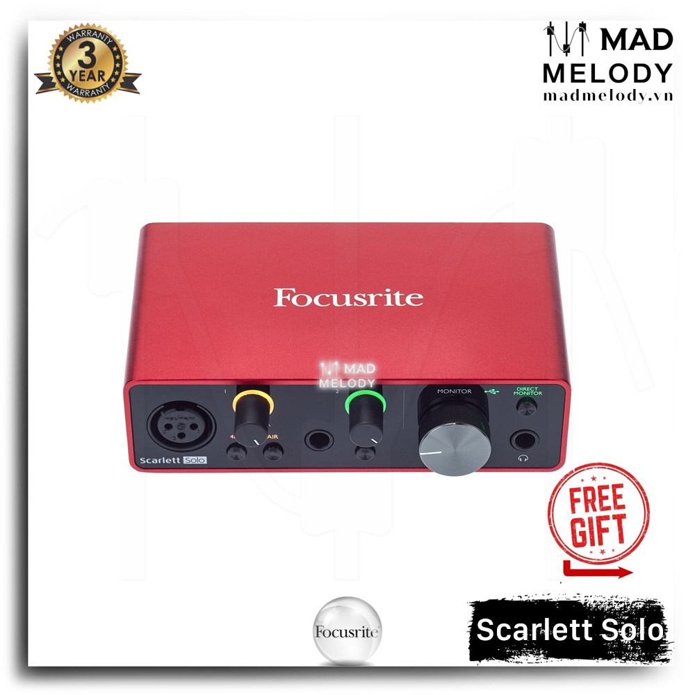 Focusrite Scarlett Solo USB Audio Interface (3rd Gen) [soundcard thu âm/kiểm âm Solo Gen 3, thế hệ 3, NEW]