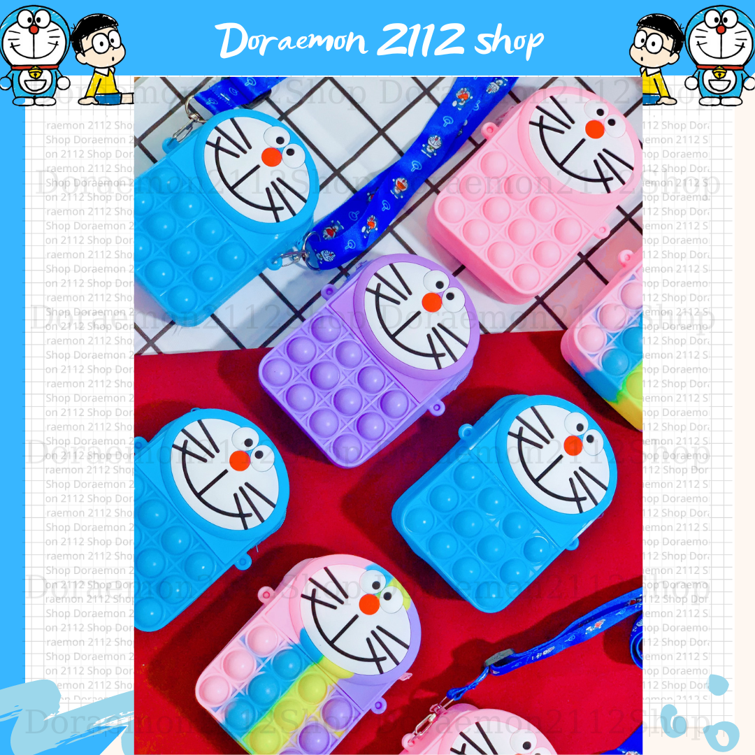 Túi đeo chéo silicon pop it Doraemon Đô Rê Mon siêu dễ thương