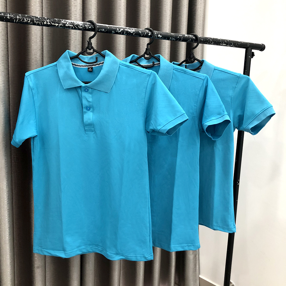 [HOÀN TIỀN ĐẾN 15%]Áo Thun Nữ Trơn Có Cổ Cá Sấu 4 Chiều Xanh Da Trời Form Rộng Cho Cả Nam Nữ