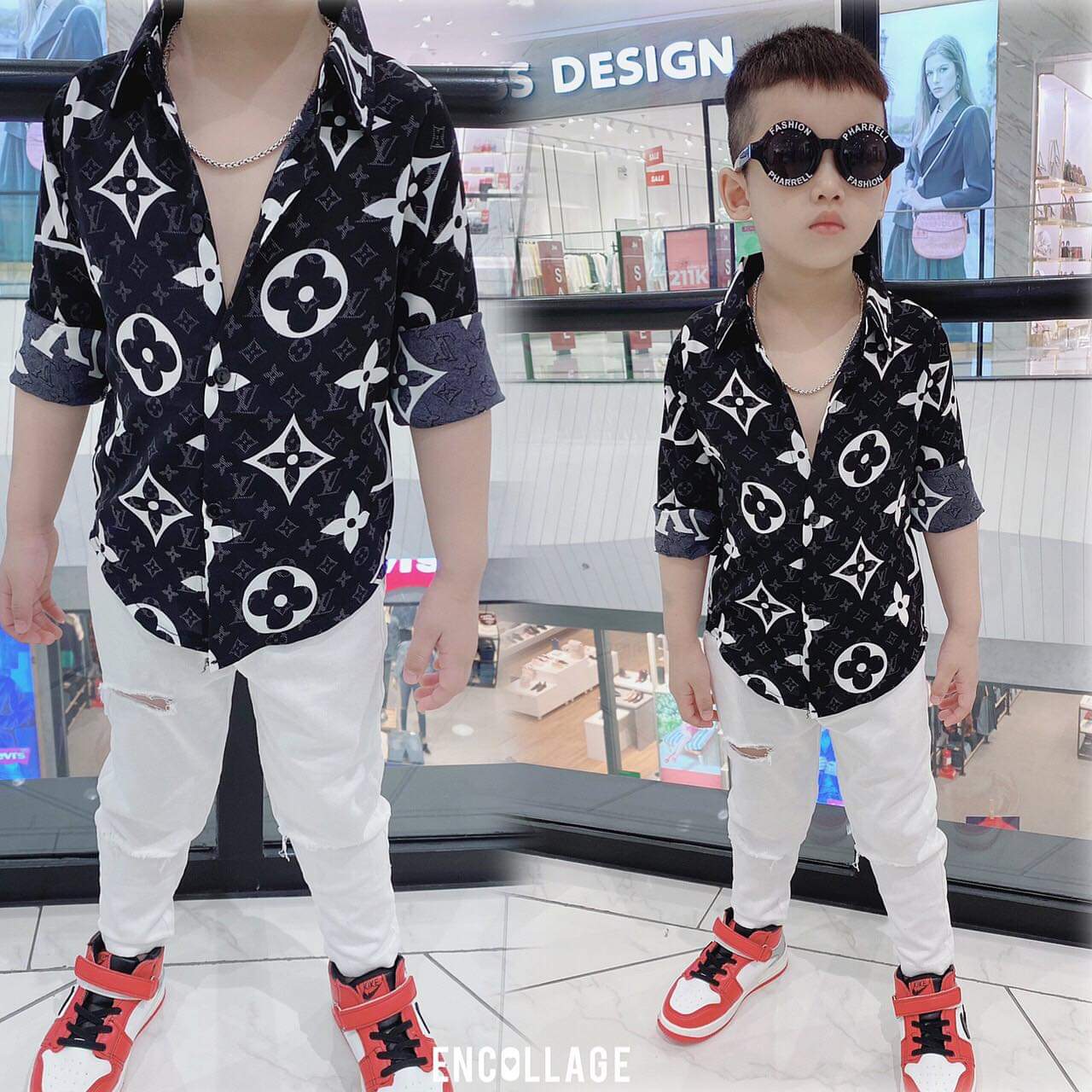 Áo sơ mi lụa 3D sang chảnh cho bé trai/gái 7-20kg