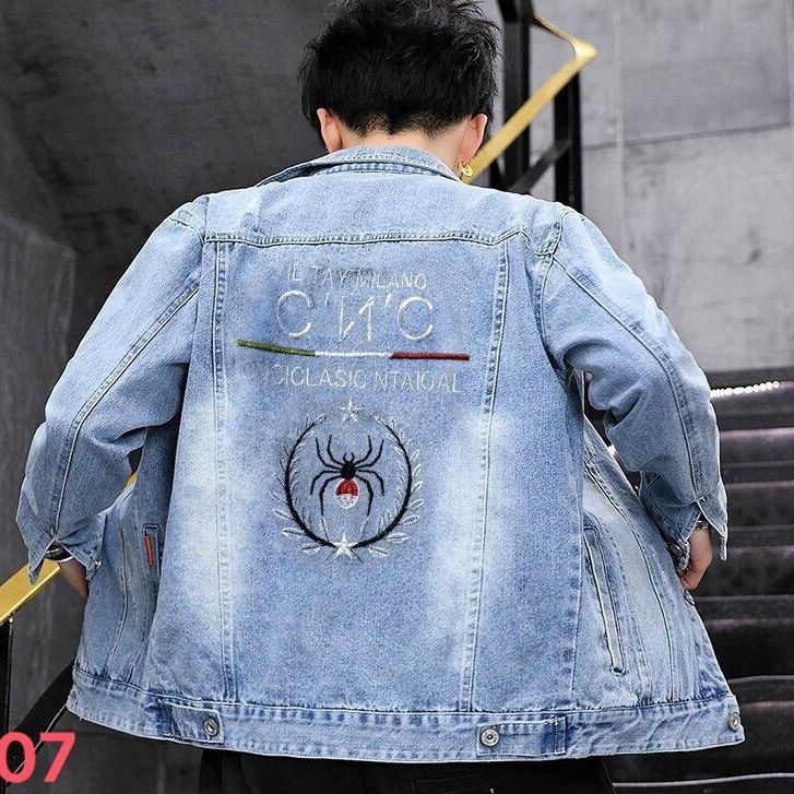 Áo khoác jean nam màu xanh chất denim cao cấp- áo khoác jean nam họa tiết thêu thời trang cao cấp- áo khoác jean nam phong cách trẻ trung BINSTOER94 O3