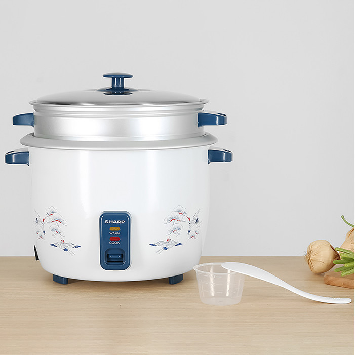 Nồi cơm điện sharp 2.2l nấu cơ nhanh có chống dính nắp rời có kèm xửng hấp