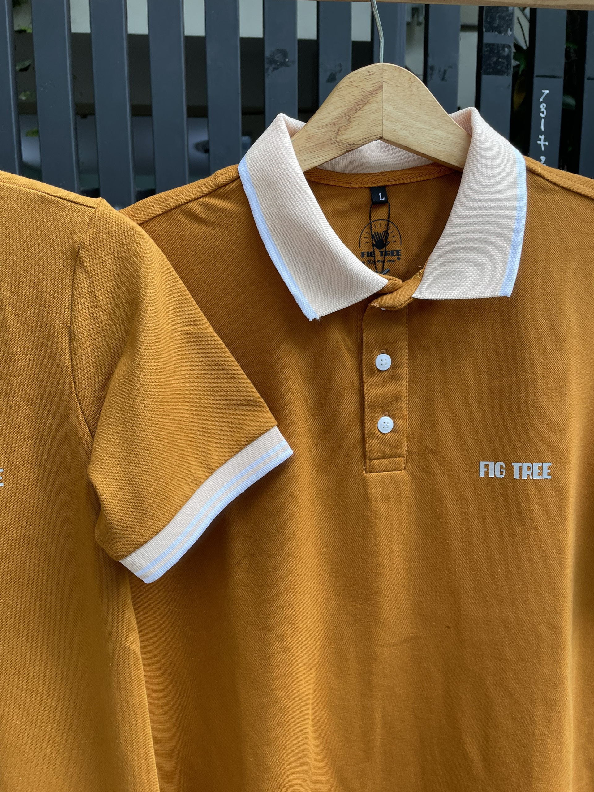 Đồng phục gia đình polo FIG TREE màu CAM ĐẤT ( hàng thiết kế đủ size + hình cận cảnh)
