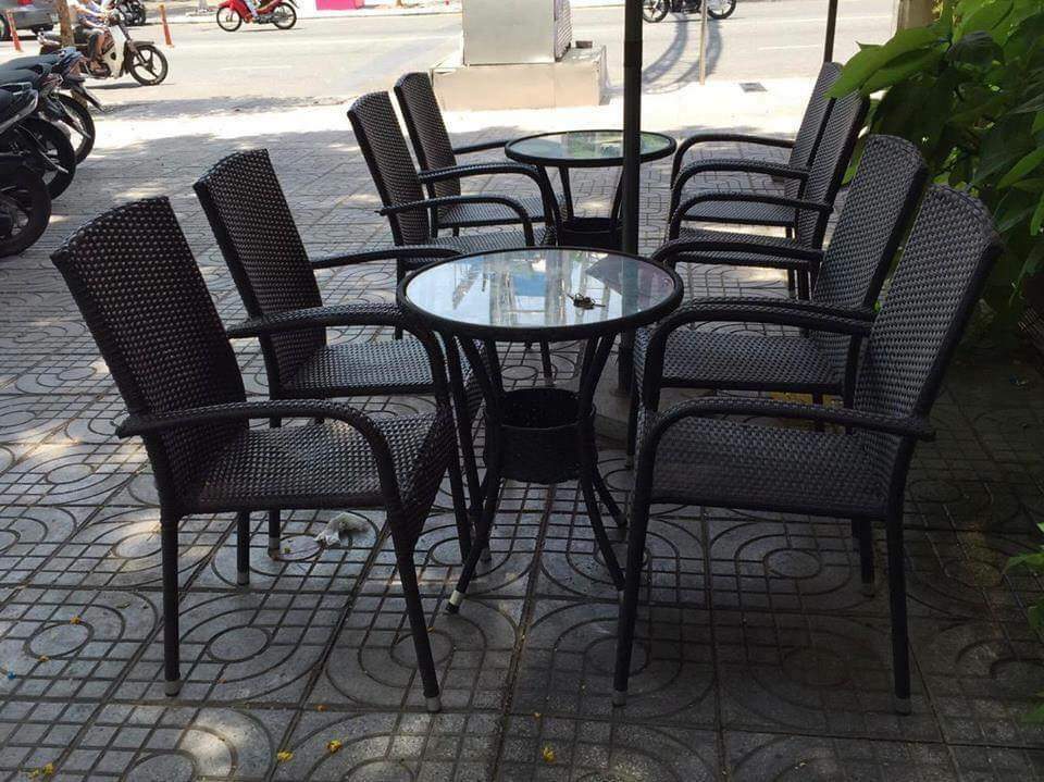 Ghế cafe mây nhựa sân vườn