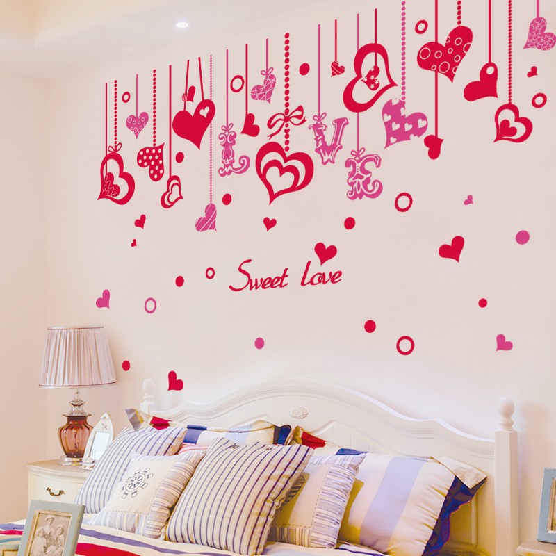 DECAL DÁN TƯỜNG DÂY LEO VÀ HOA HỒNG ĐỎ