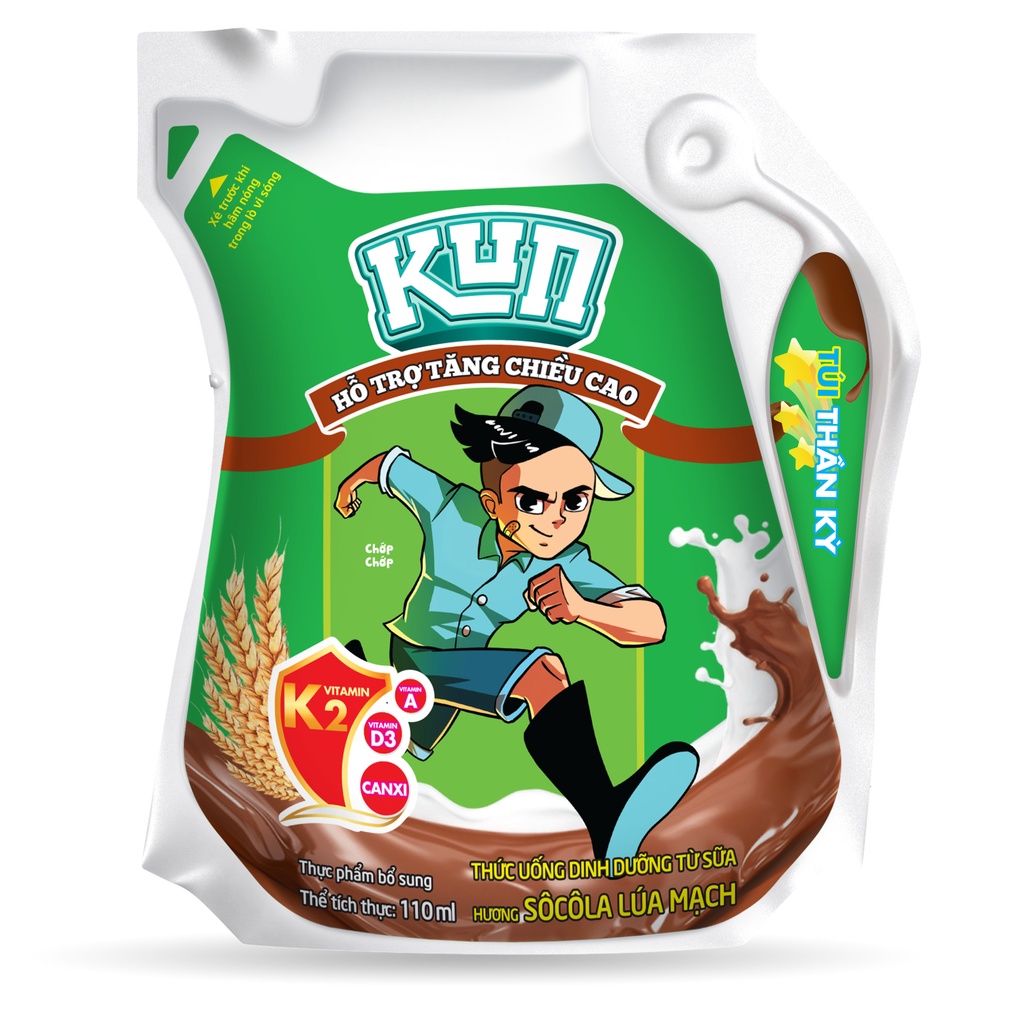 [Tặng bút Kun] Thùng 24 túi x 110ml sữa Kun socola lúa mạch.