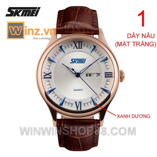 Đồng hồ Nam dây da SKMEI 9091 (Nâu).