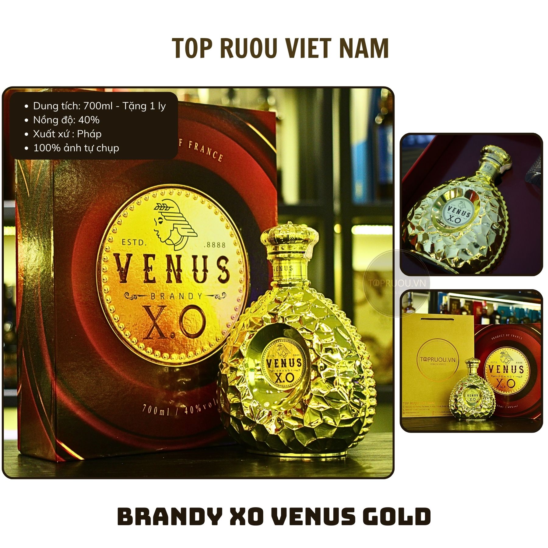 [Top Rượu VN] Brandy XO Pháp Janus - Venus 700ml [Chính Hãng]