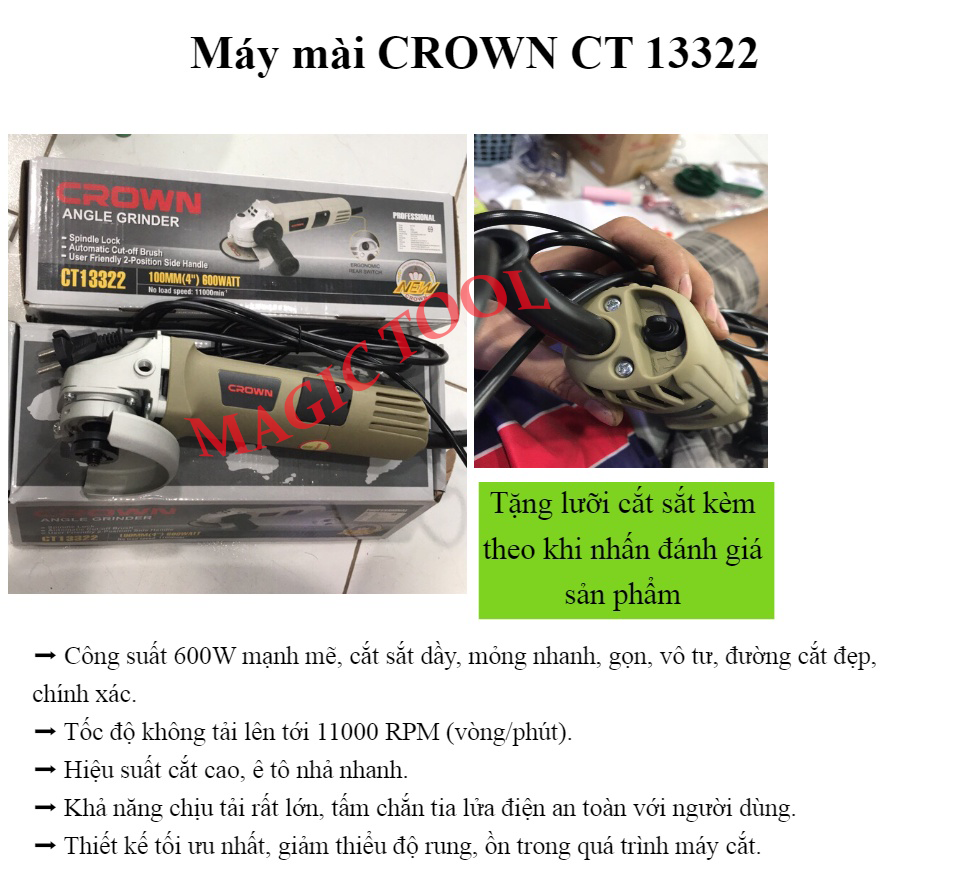 MÁY MÀI GÓC CHÍNH HÃNG CROWN CT13322